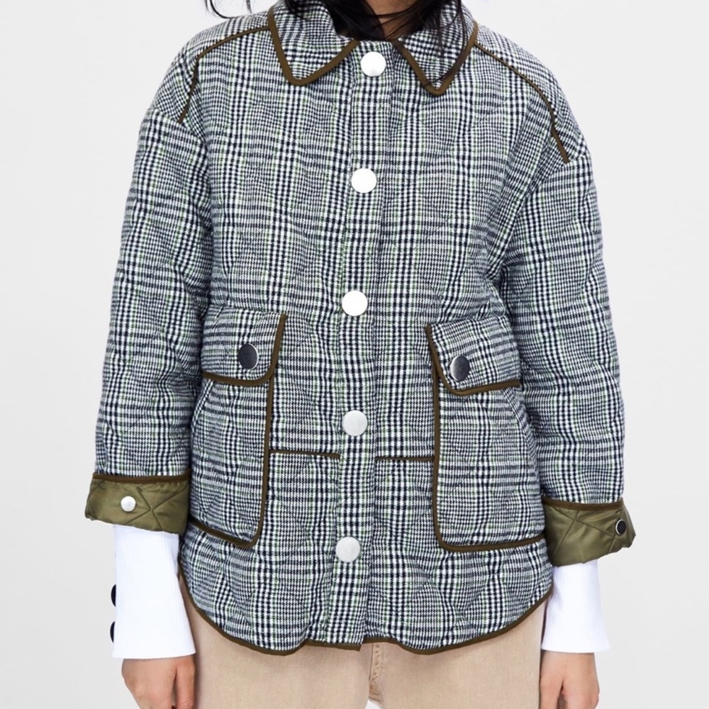Zara plaid puffer parka jacket